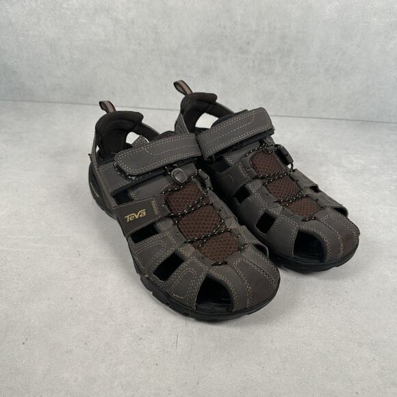 Teva Sandals Shoes Mens Size 8 Brown Black Outdoor Hiking Water Closed Toe Strap